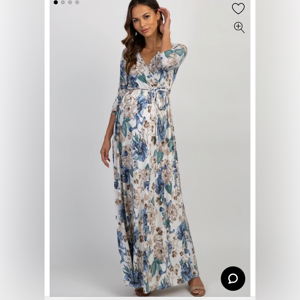 Floral maternity baby shower maxi dress